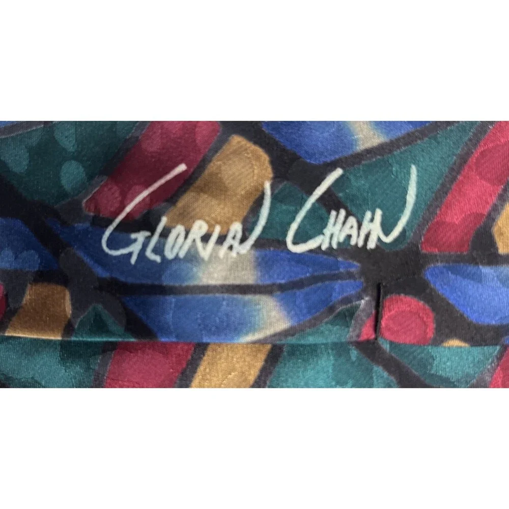 Robert Daskal 100% Silk Necktie Hand Painted & Signed  Geometric Pattern